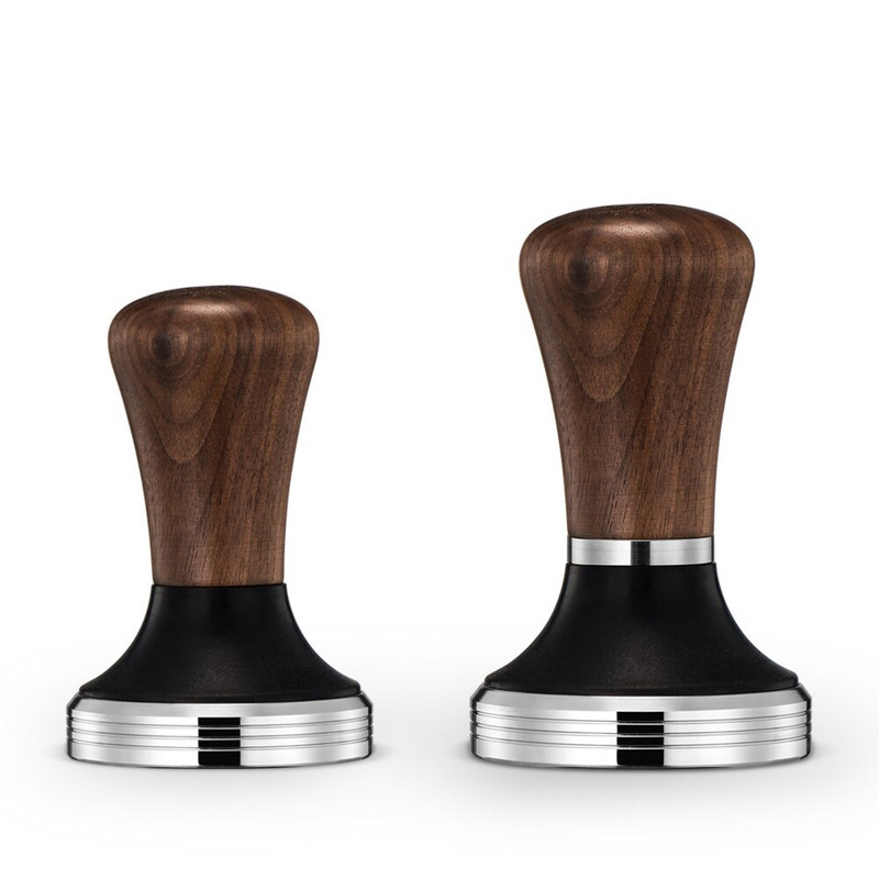 Kavos tamperis graikinio riešuto medžio rankena reguliuojama nerūdijančio plieno espreso milteliai 51mm 53mm 58mm Cafe Hammer kavos įrankiai baristai