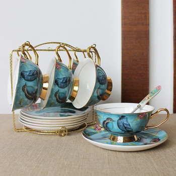 Σετ 180ml European Retro Royal Style Coffee Ceramic Cup Set with Poucer Spoon High End Porcelain Coffee Coffee για οικιακές επιχειρήσεις