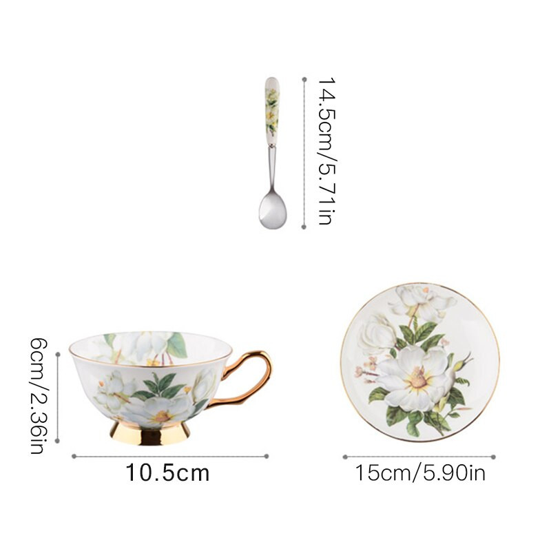 180 ml-es európai retro királyi stílusú kávés csészekészlet csészealj kanállal Csúcskategóriás porcelán kávéscsésze szett otthoni vállalkozáshoz