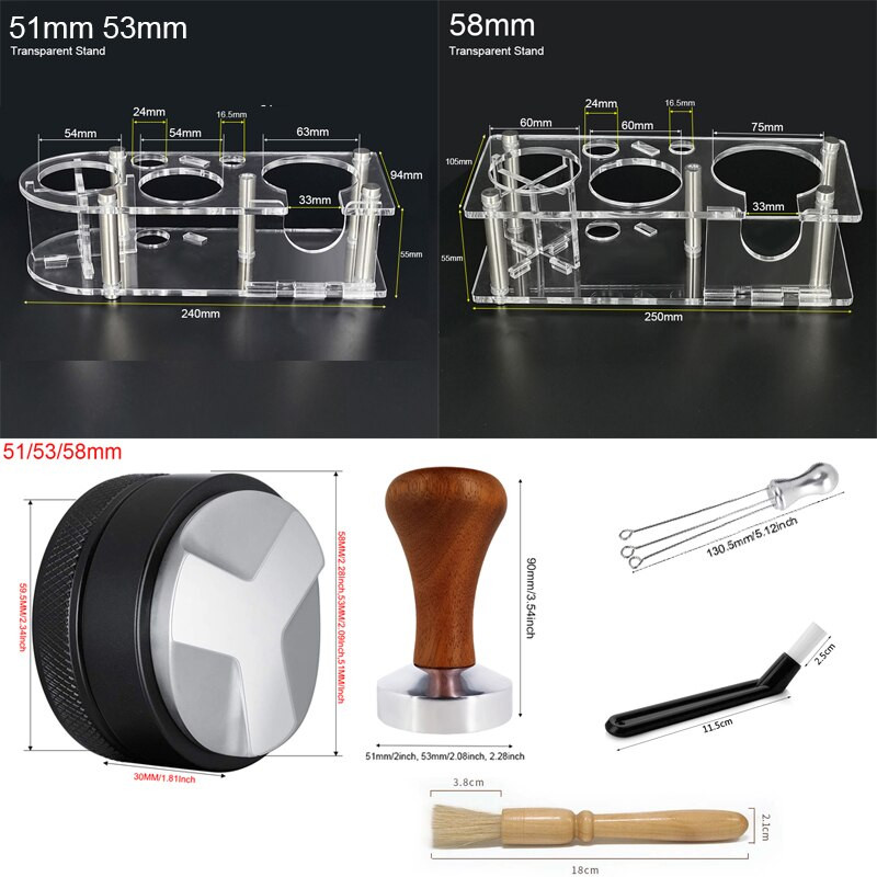 1-6 db 51 mm-es 53 mm-es 58 mm-es átlátszó kávés szabotázsszőnyeg állvány géppor tű feneketlen portaszűrő tartozékok
