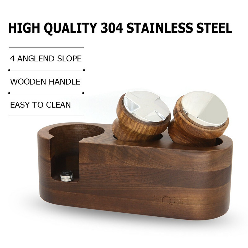 51/53/58MM Distributer kave Espresso Tamper Podesivi Espresso Distributer Nivelir Alati za bariste od nehrđajućeg čelika Rosewood 304