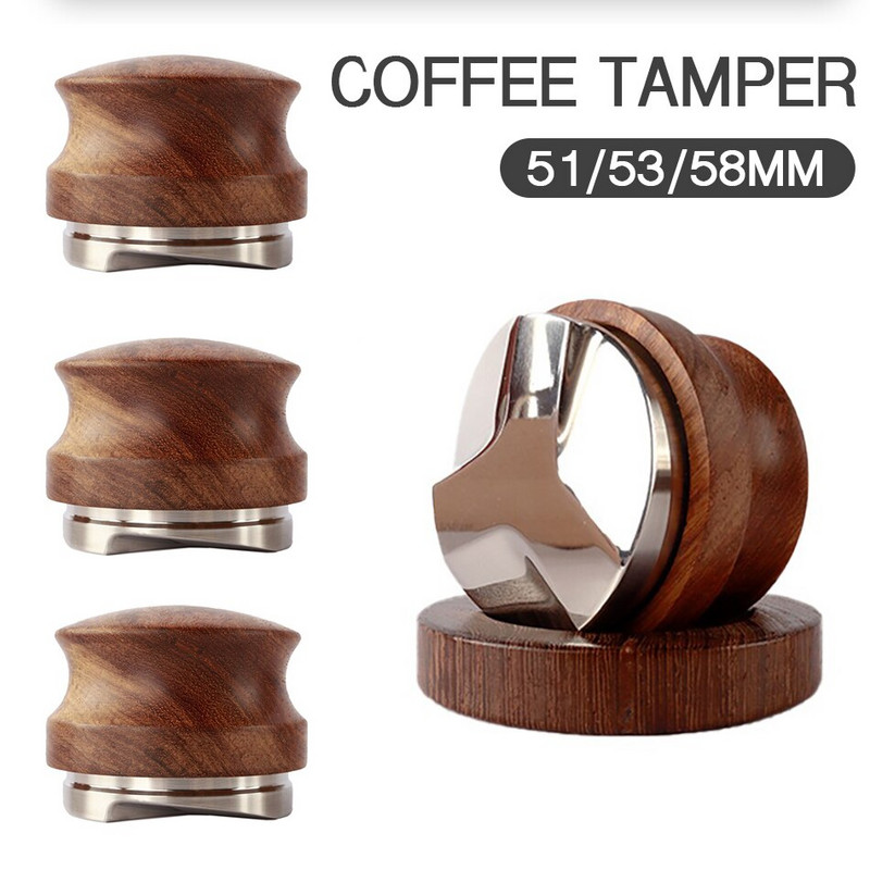 51/53/58MM Distributer kave Espresso Tamper Podesivi Espresso Distributer Nivelir Alati za bariste od nehrđajućeg čelika Rosewood 304