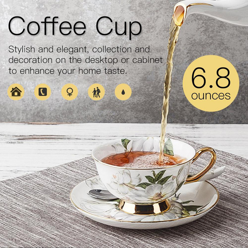 180 ml-es európai retro királyi stílusú kerámia csésze kávéhoz, csészealj kanál Csúcskategóriás porcelán étkészlet otthoni vállalkozáshoz