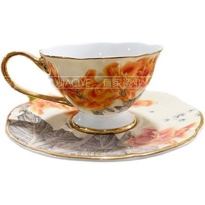 Šiaurės šalių daugkartinio naudojimo espreso kavos puodelių rinkinys Prabangus Creative Bone China Porcelianinis kavos puodelis Popietės arbatos Kaffeetasse puodelis ir lėkštė