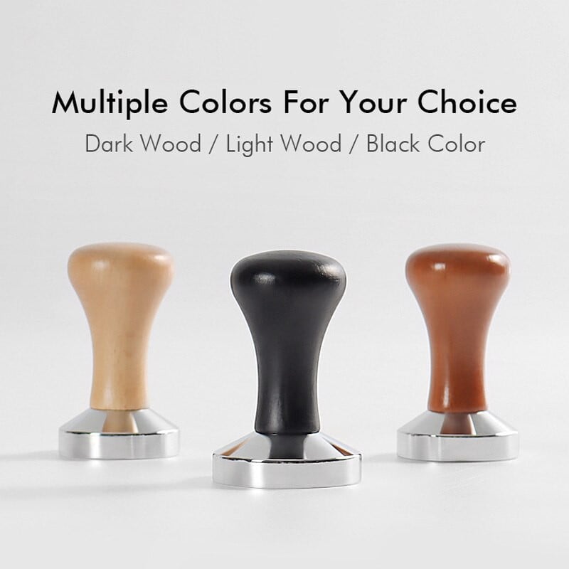 Kávé szabotázs 51mm/53mm/58mm lapos talpú fa fogantyú espresso szabotázs kávéportafilterhez Barista Tool Nature Wood, fekete