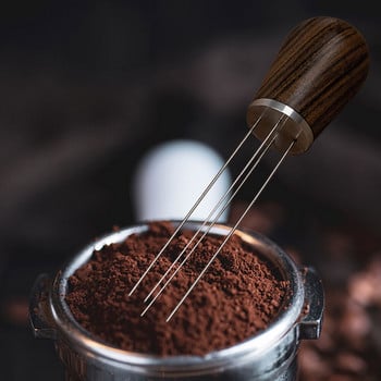 Инструмент за разпределение Подарък Дървена дръжка Тип игла Изравняване Еспресо Кафе Бъркалка Разпределител Кафе на прах LevelerTool