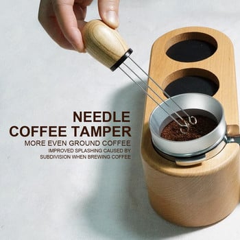 Μασίφ ξύλινη λαβή Needle Coffee Tamper 58/54/51MM Coffee Tamper Distributor Leveler Tool Τύπος βελόνας Διανομέας Coffee Powder