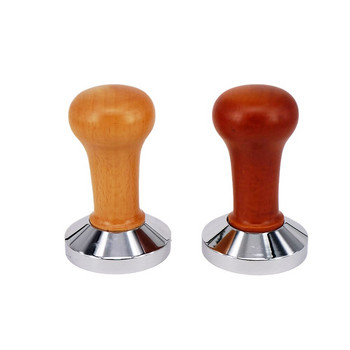 Βαθμονομημένη πίεση Tamper Wood Handle Coffee Powder Hammer Ripple Espresso Tamper Coffee Tamper Barista Tools 51mm 53mm 58mm