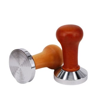 Βαθμονομημένη πίεση Tamper Wood Handle Coffee Powder Hammer Ripple Espresso Tamper Coffee Tamper Barista Tools 51mm 53mm 58mm