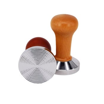 Βαθμονομημένη πίεση Tamper Wood Handle Coffee Powder Hammer Ripple Espresso Tamper Coffee Tamper Barista Tools 51mm 53mm 58mm