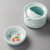 Celadon teáskanna utazó teáscsésze kerámia halpohár vízforraló kerámia hordozható utazó teáskészlet barát ajándékok 1 Gaiwan 1 csésze porcelán D038
