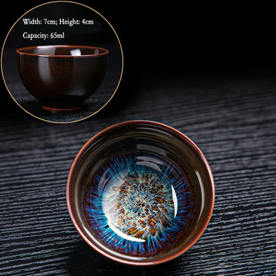 YHSMTG Керамична порцеланова чаша за чай Купа за чай Jun Kiln Change Brushed Color Sand Gold Glaze Китайски набор от чаени чаши Малки керамични чаши