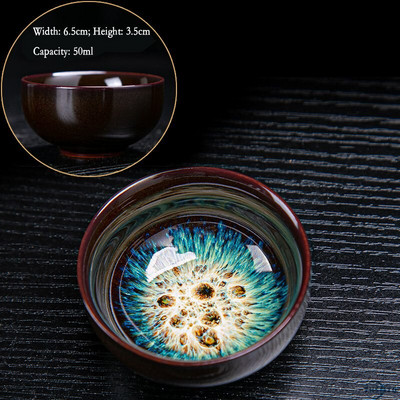 YHSMTG Керамична порцеланова чаша за чай Купа за чай Jun Kiln Change Brushed Color Sand Gold Glaze Китайски набор от чаени чаши Малки керамични чаши