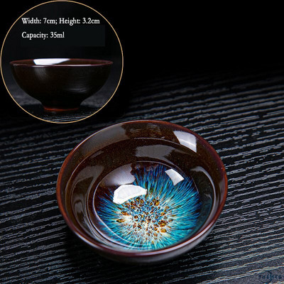 YHSMTG Керамична порцеланова чаша за чай Купа за чай Jun Kiln Change Brushed Color Sand Gold Glaze Китайски набор от чаени чаши Малки керамични чаши