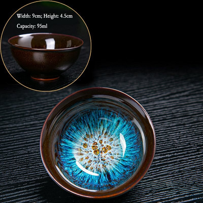 YHSMTG Керамична порцеланова чаша за чай Купа за чай Jun Kiln Change Brushed Color Sand Gold Glaze Китайски набор от чаени чаши Малки керамични чаши