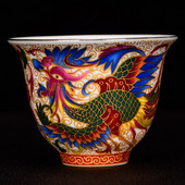 Teáscsésze Kerámia egycsészékes zománcozott arany sárkány és Phoenix teáscsésze porcelán Kung Fu teáskészlet
