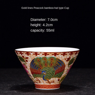 Teáscsésze Kerámia egycsészékes zománcozott arany sárkány és Phoenix teáscsésze porcelán Kung Fu teáskészlet