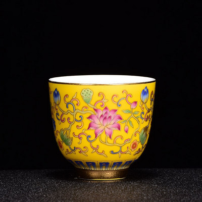 Teáscsésze Kerámia egycsészékes zománcozott arany sárkány és Phoenix teáscsésze porcelán Kung Fu teáskészlet