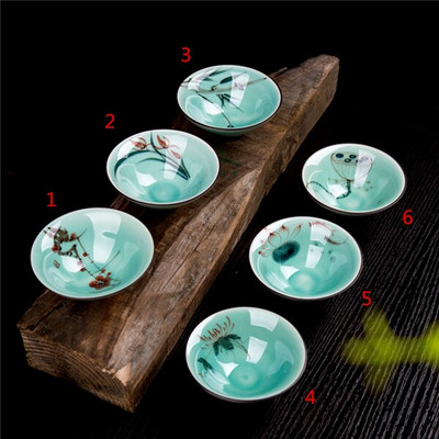 Kínai teáscsésze kerámia Celadon Kung Fu teáskészlet Italkészlet Retro Gaiwan teáscsésze kék-fehér porcelán kávéscsészék bögre 6 db/készlet