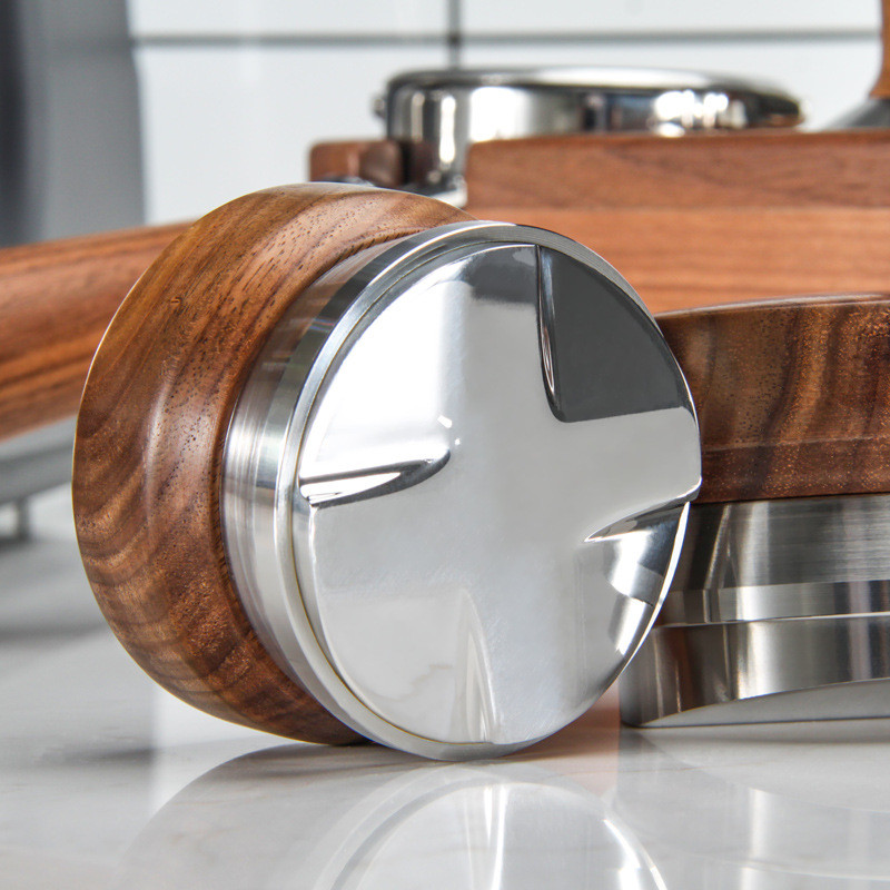 Presă pentru pulbere de cafea cu mâner de nuc Pulbere de pânză 51/53/58,5 mm Pulbere constantă Ciocan Adâncime reglabilă Espresso Tampere de mână