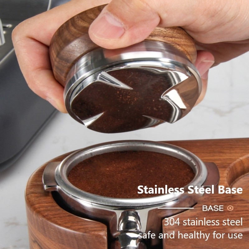 Presă pentru pulbere de cafea cu mâner de nuc Pulbere de pânză 51/53/58,5 mm Pulbere constantă Ciocan Adâncime reglabilă Espresso Tampere de mână