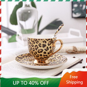 Bone China kerámia luxus leopárd kávéscsésze Gyönyörű teás bögrék kávéscsésze kerámia szolgáltatások Canecas kerámia kávéscsészék AA50BD