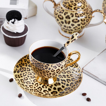 Керамика от костен Китай Луксозна леопардова чаша за кафе Красиви чаши за чай Чаша за кафе Керамични сервизи Керамични чаши за кафе Canecas AA50BD