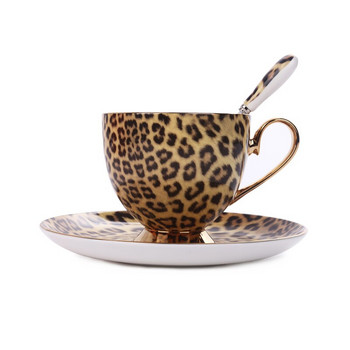 Керамика от костен Китай Луксозна леопардова чаша за кафе Красиви чаши за чай Чаша за кафе Керамични сервизи Керамични чаши за кафе Canecas AA50BD