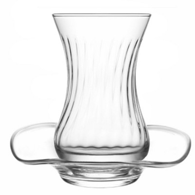 135 ml Elegantiškas bešvinis stiklinis vandens puodelio ir lėkštės rinkinys, skirtas moterims biure naudoti turkišką juodą arbatos puodelį bangų lėkštės kavos gėrimo puodelis