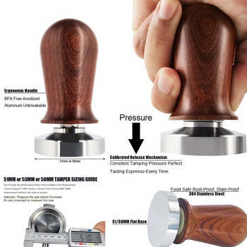 Coffee Tamper 51mm 58mm Ανοξείδωτο ατσάλι με ρυθμιζόμενη ελαστικότητα Tampers Hammer Coffeeware Portafilter Coffee Accessories