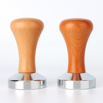 Espresso Coffee Tamper Ξύλινη Λαβή Flat Base Tamper 51mm/53mm/58mm Coffee Tamper Mat Σφυρί καφέ σε σκόνη Ξύλινο/Μαύρο