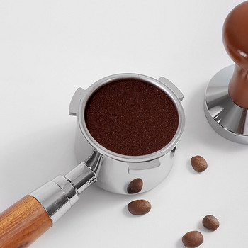 Espresso Coffee Tamper Ξύλινη Λαβή Flat Base Tamper 51mm/53mm/58mm Coffee Tamper Mat Σφυρί καφέ σε σκόνη Ξύλινο/Μαύρο