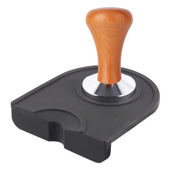 Espresso Coffee Tamper Ξύλινη Λαβή Flat Base Tamper 51mm/53mm/58mm Coffee Tamper Mat Σφυρί καφέ σε σκόνη Ξύλινο/Μαύρο