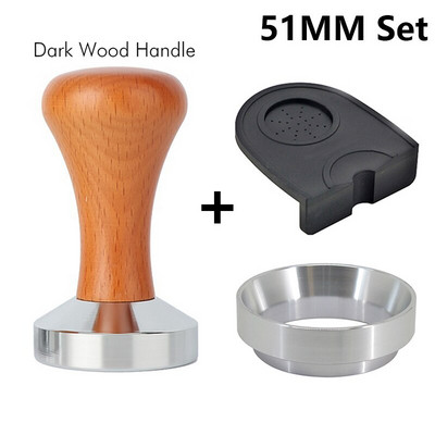 Nabijač za espresso kavu Drvena drška Nabijač s ravnom bazom 51 mm/53 mm/58 mm Podloga za nabijanje kave Čekić za kavu u prahu Drveni/crni