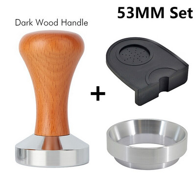 Nabijač za espresso kavu Drvena drška Nabijač s ravnom bazom 51 mm/53 mm/58 mm Podloga za nabijanje kave Čekić za kavu u prahu Drveni/crni