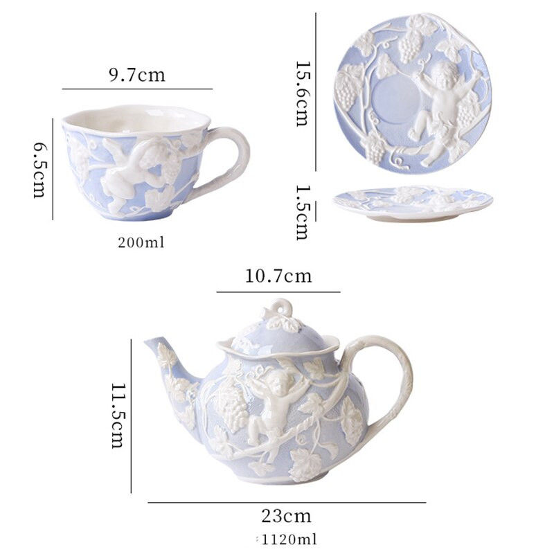 Senoviniai reljefiniai kavos puodeliai ir lėkštės Puodeliai Kavinės Baras Prekės Reljefinis Asmeninis Pusryčių Puodelis Puodelis Tazza Colazione