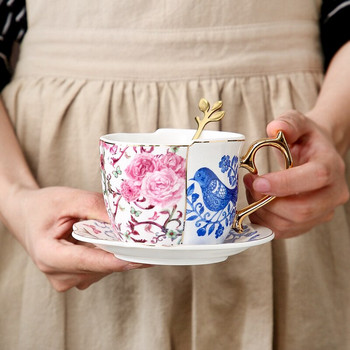 Creative British Style Luxury Coffee Cup Art Πρωινό Espresso Coffee Cup Fashion Cafe Γάμος Taza Σετ δείπνου πορσελάνης AA50BD