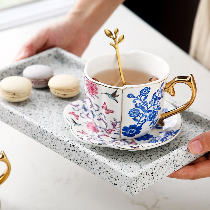 Kūrybingas britiško stiliaus prabangus kavos puodelis Art Pusryčiai espreso kavos puodelis mados kavinė Vestuvės Taza porcelianinis vakarienės rinkinys AA50BD