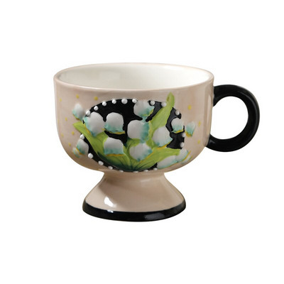 Kerámia reggeli tejcsésze fogantyúval Kézzel készített reggeli hideg ital délutáni tea csésze Sakura utazó bögre Nyomtatott csészék Taza Anime