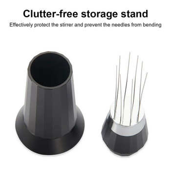 Espresso Coffee Stirrer Needle Professional Barista Coffee Distribution Tool with Stand 4 Needle Replacements Tool WDT