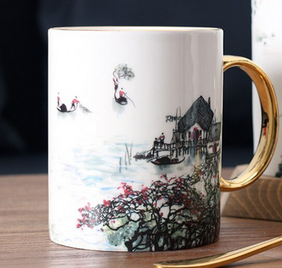 Arbatos puodelių rinkinys Kavos puodeliai ir puodeliai Kinijos menas Tapyba Rytų kultūra Kavos drabužiai Bone China kavos rinkiniai Prabangi dovana