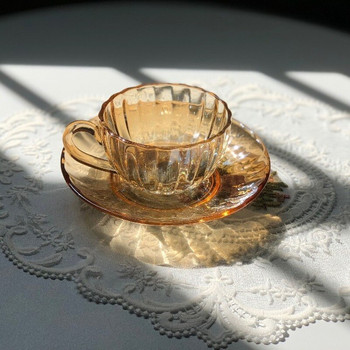 Луксозни комплекти следобедни ретро чаши за кафе BeautifulGlass Комплекти чаши за чай за еспресо и чинийки Десерт Tazas за многократна употреба Артикули за напитки