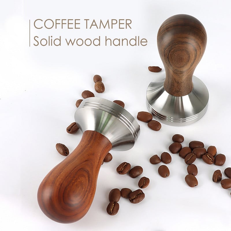 51/53/58/58.3MM Kávé Tamper 304 Rozsdamentes acél Kávépor Kalapács Fogantyú Lapos Eszpresszó Kávétartozékok Barista