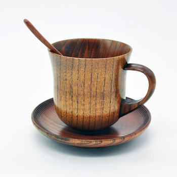 3 бр./компл. дървена чаша чинийка комплект лъжица кафе чай инструменти аксесоари Copo ръчно изработени естествени