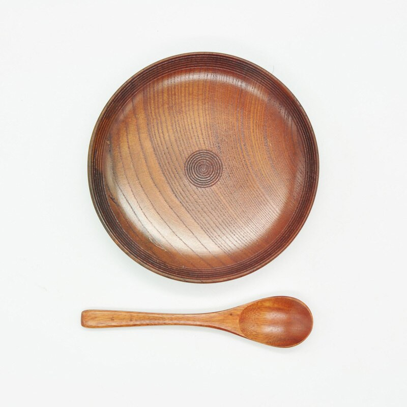 3db/készlet Fa csésze csészealj kanál készlet kávé tea Eszközök Kiegészítők Copo Handmade Natural