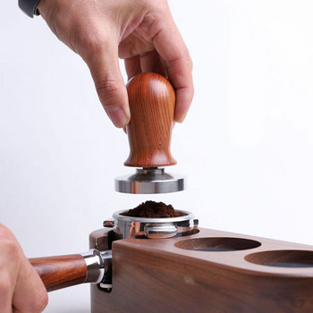 51/53/58 MM Калибрирано еспресо кафе Push Tamper Дървени инструменти за разпределение на кафе на прах от неръждаема стомана за Portafilter