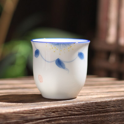 CHANSHOVA 50ml kínai stílusú, kézzel festett kerámia teás csészealj készlet kávés csésze csészealj készlet Ivóeszközök Kínai porcelán H583