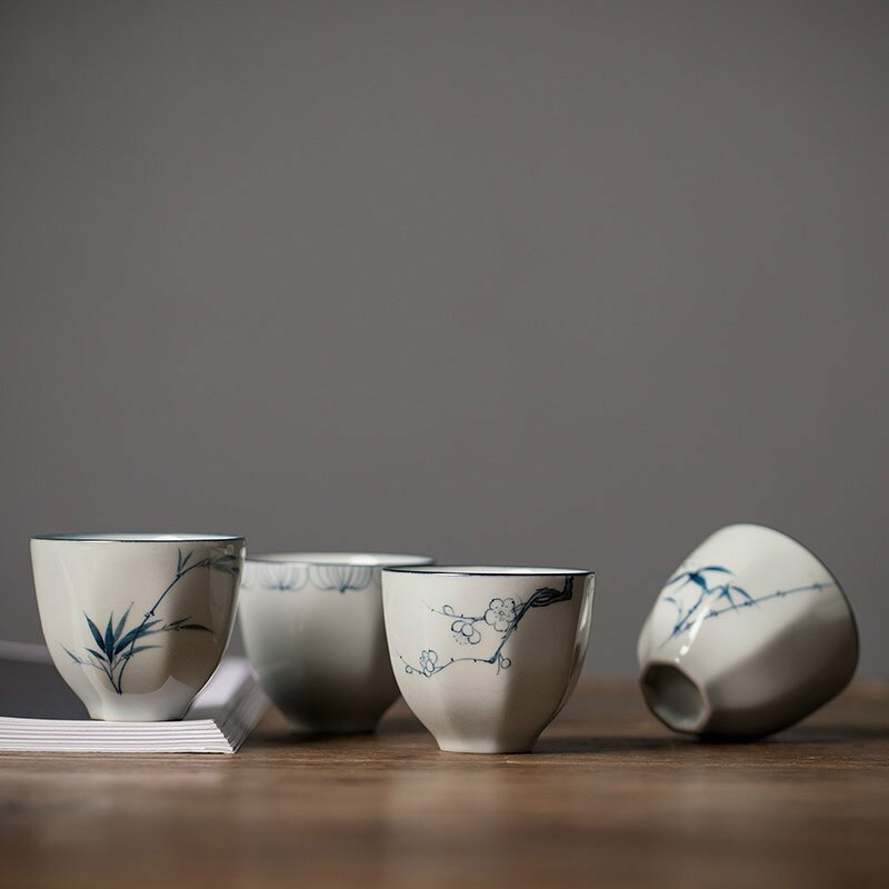 Kínai hagyományos retro teáskészlet 60 ml-es, kézzel festett kerámia kávéscsésze és csészealj készlet porcelán tejes teáscsésze készlet