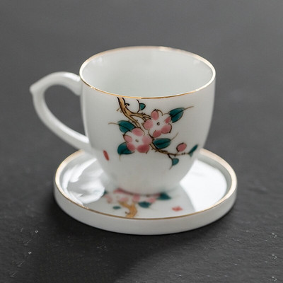 CHANSHOVA 70ml kínai stílusú, kézzel festett kerámia kávés csészealj készlet teáscsésze készlet bögre Ivóeszközök Kínai porcelán H371