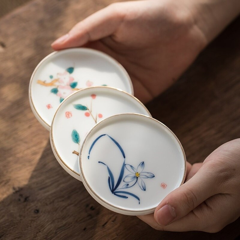 CHANSHOVA 70ml kínai stílusú, kézzel festett kerámia kávés csészealj készlet teáscsésze készlet bögre Ivóeszközök Kínai porcelán H371